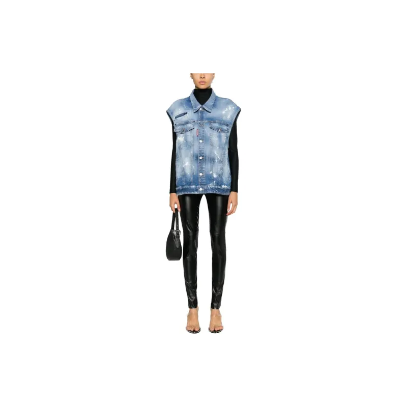 DSQUARED 2 Distressed Oversized Denim Vest-1