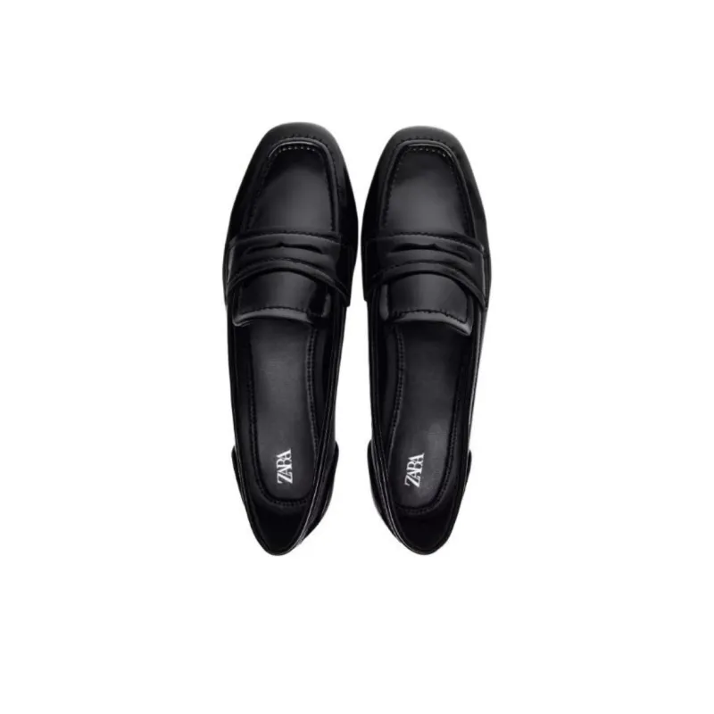 ZARA Loafers 0.5cm Women's Black-4