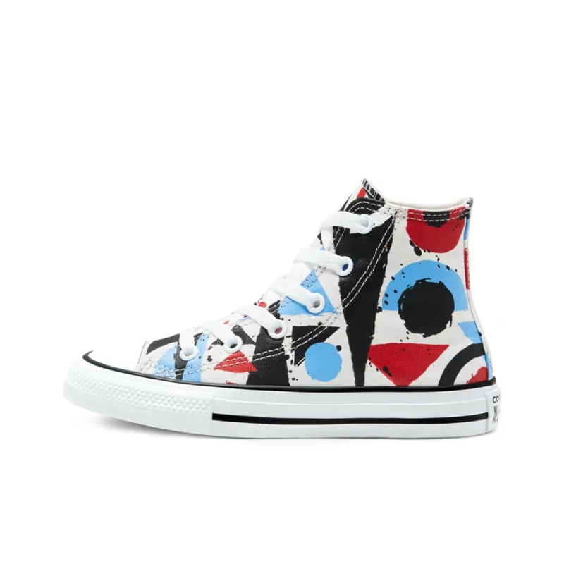 Converse Chuck Taylor All Star Slip Resistant High Top Kids Canvas Shoes Red Blue Graffiti Teenagers-0