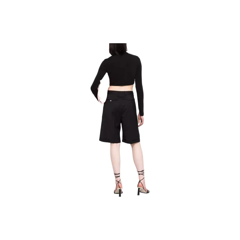 AMBUSH Zip Up Cropped Top 'Black/White'-2
