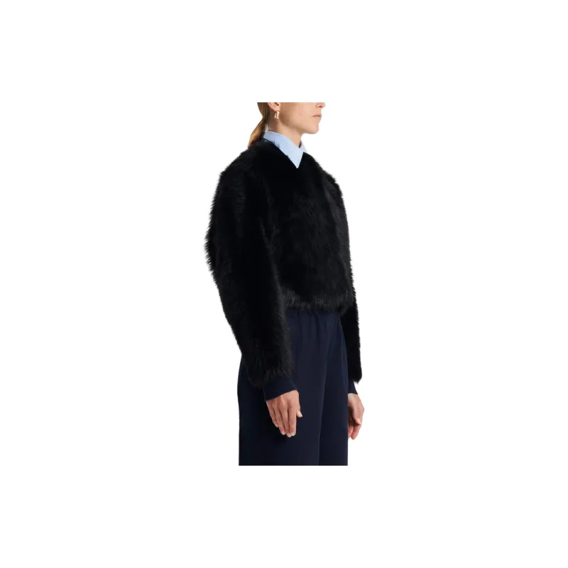 SCANLAN THEODORE Toscana Cocoon Jacket Velvet-feel Coat Women's BLACK/Black-3