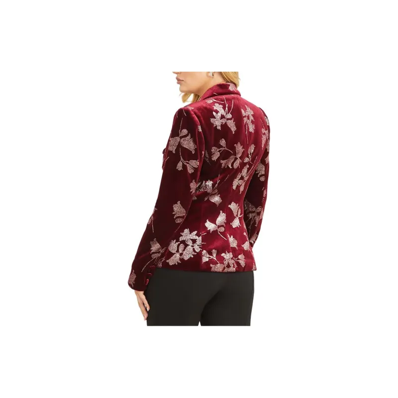 GUESS Angelica Velvet Blazer Business Suit Women's Red-3
