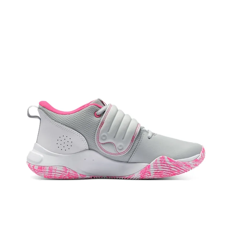 Under Armour UA Zone BB Mid-Top Performance Basketball Shoes Gray Pink Teenagers-1