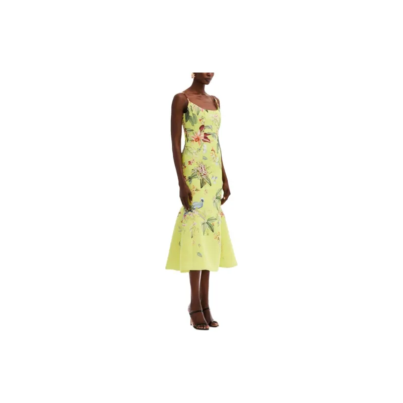 OSCAR DE LA RENTA Degrade Flora & Fauna Midi Dress-3