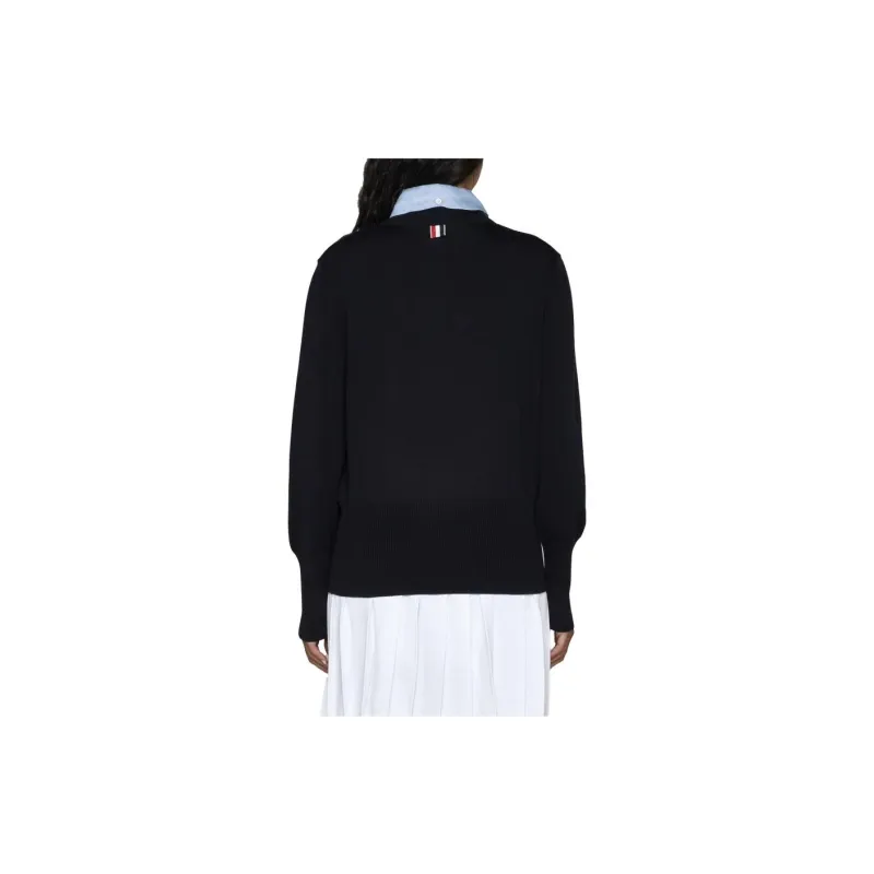 THOM BROWNE Bow Detailed Long Sleeved Sweater-3