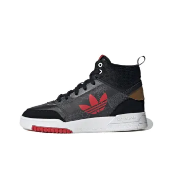 Adidas Originals Drop Step J Anti Slip Wear Resistant High Top Skateboard Shoes Black Red Teenagers