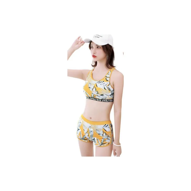 Youyou Two Piece Swimsuits Women's Yellow Leaf-3