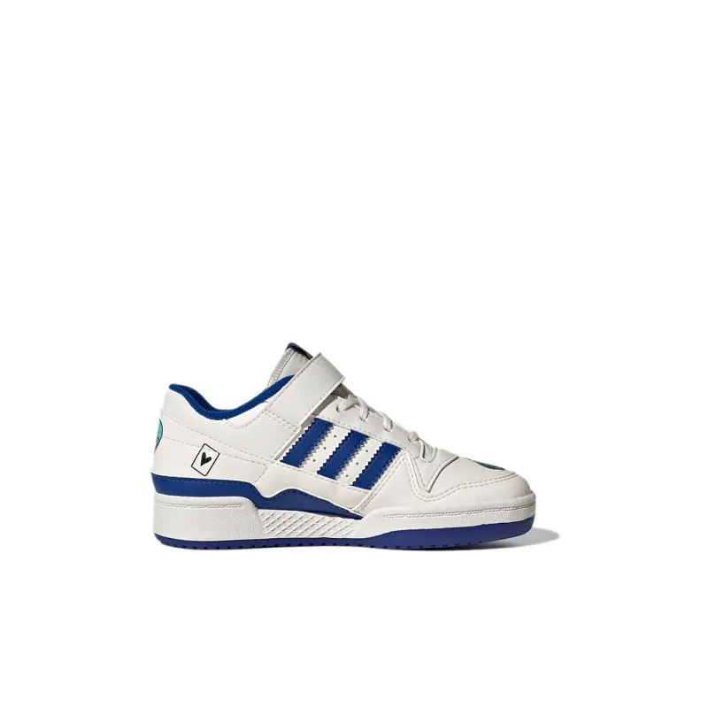 Adidas Originals FORUM Low C Abrasion Resistant Low Top Skateboard Shoes Blue White Children Aged 3 7 Years Old-2