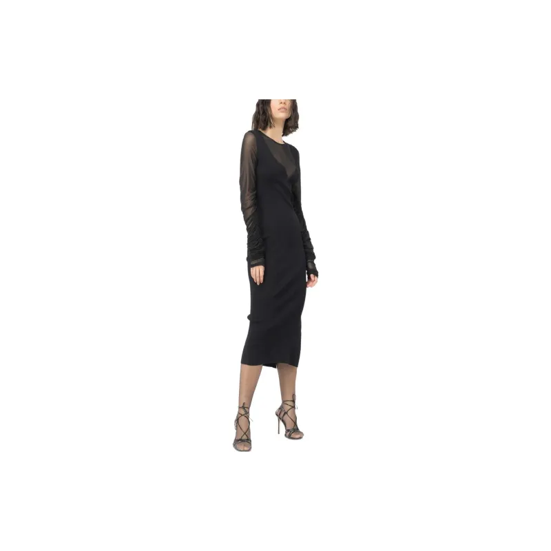 PINKO Tulle Ruched Long Knitted Dress-2