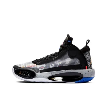 Jordan Air Jordan 34 Low EP Durable Breathable Mid Top Basketball Shoes Black White Teenagers