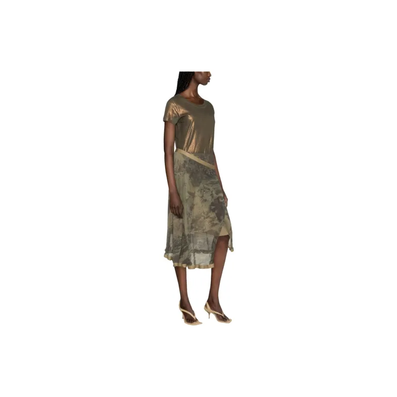DIESEL Casual Long Skirts Women's Khaki Green-3