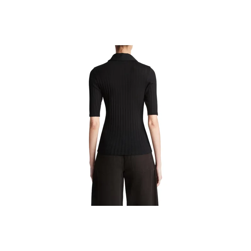 VINCE Ribbed knit Cotton T shirt-2