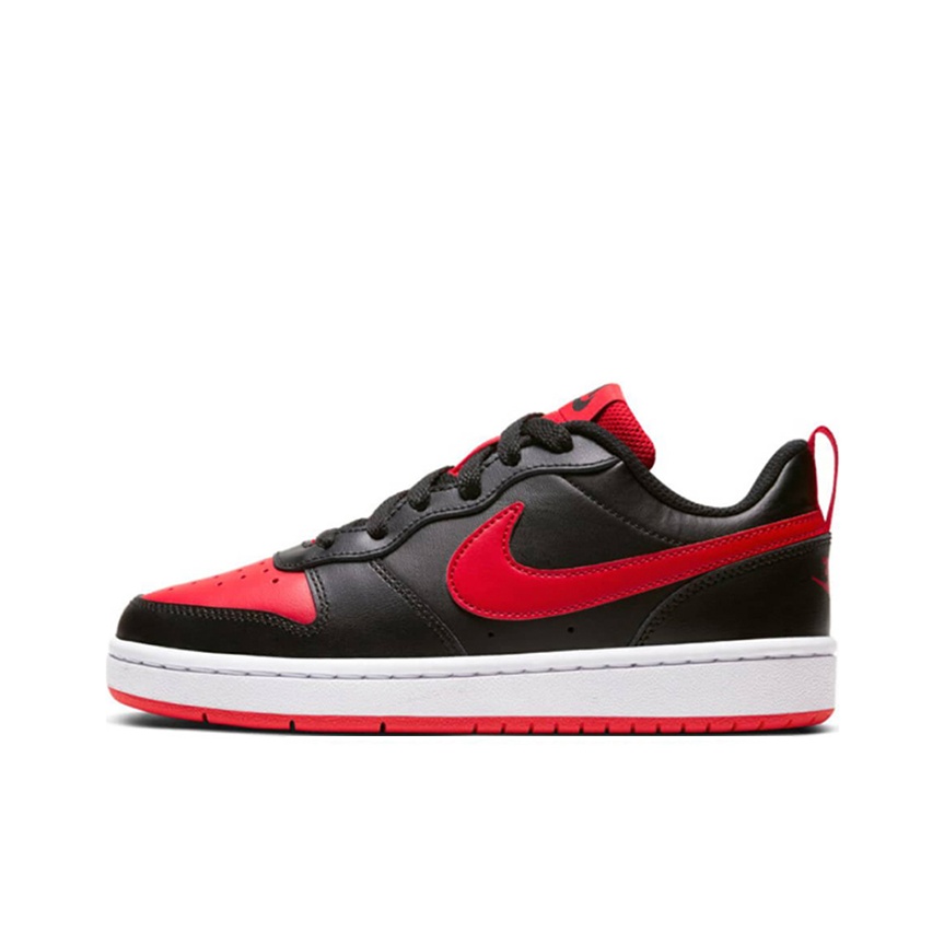 NIKE COURT BOROUGH LOW 2 popular BRED BLACK/UNIVERSITY RED YOUTH SHOES SIZE 4Y