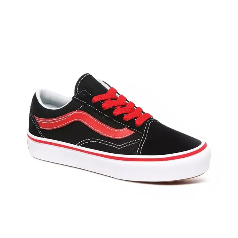 Vans Old Skool Slip-Resistant Low-Top Kids' Skateboarding Shoes Black Red Teenagers-2