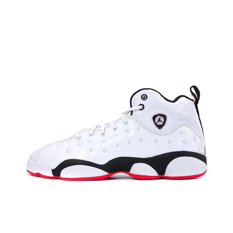 Jordan Jumpman Team II Slip Resistant Shock Absorbers Mid Top Children's Basketball Shoes Black White Teenagers-0