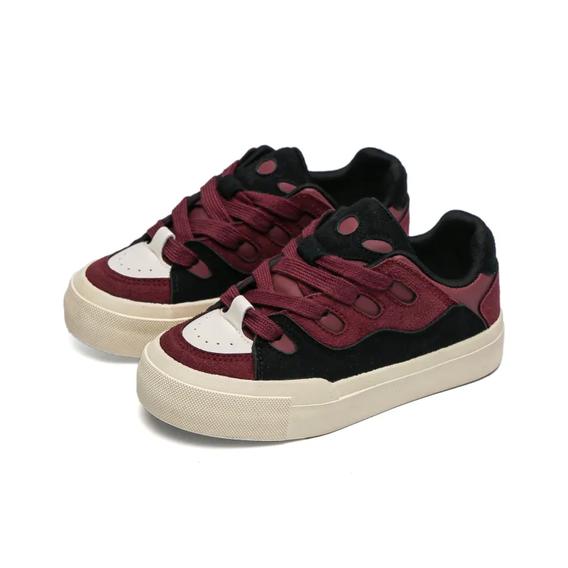 TUOPIN Anti Slip Wear Resistant Low Top Skateboard Shoes Women's Burgundy-1