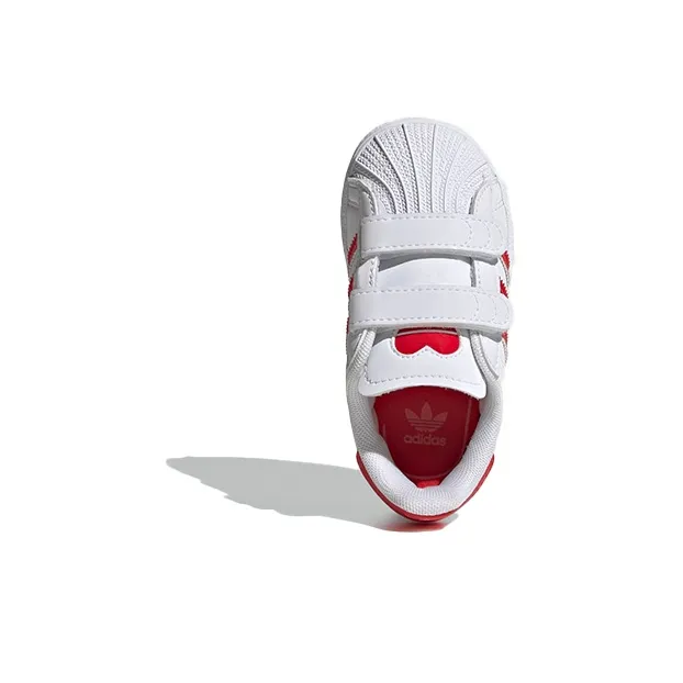 Adidas Originals SUPERSTAR Breathable Low Top Skateboard Shoes White Red Infant And Toddler-4