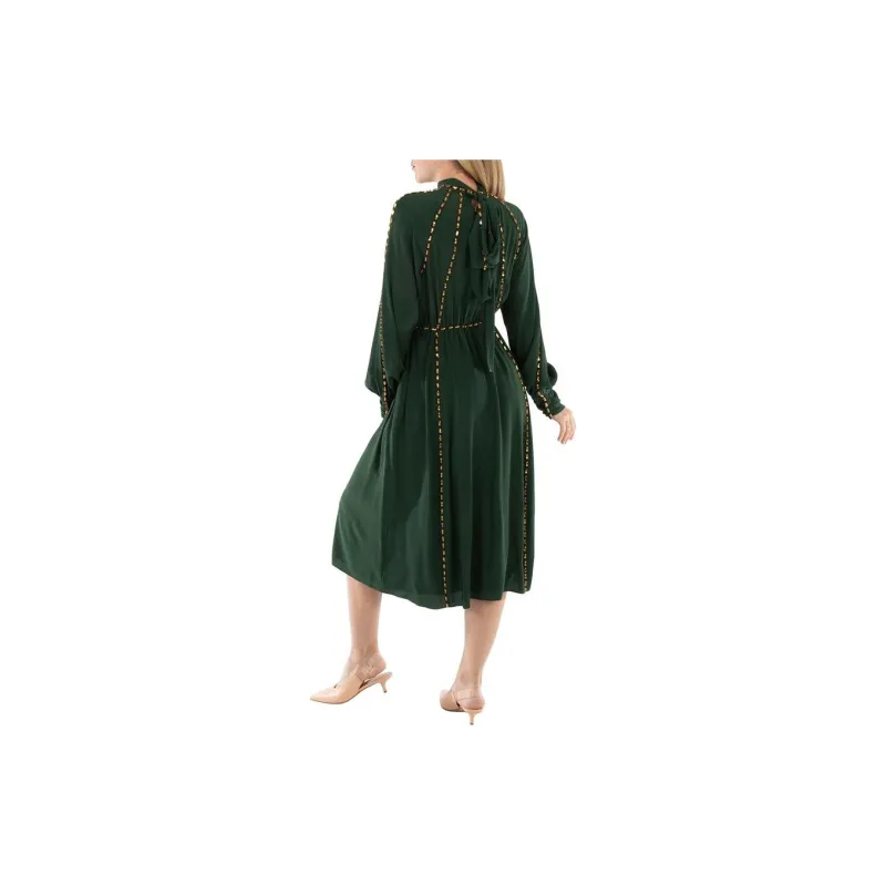 Burberry Long-Sleeved Dresses Women's Olive Green-3
