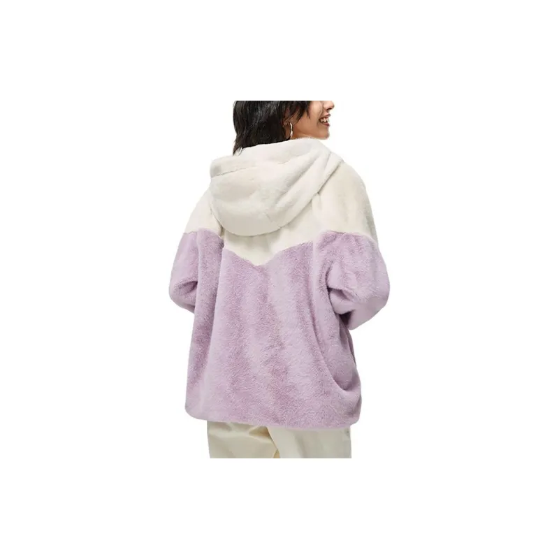 LINING Sports Trend Series Velvet Jackets Women's Ecru Lotus Root Powders Purple Gradient-2