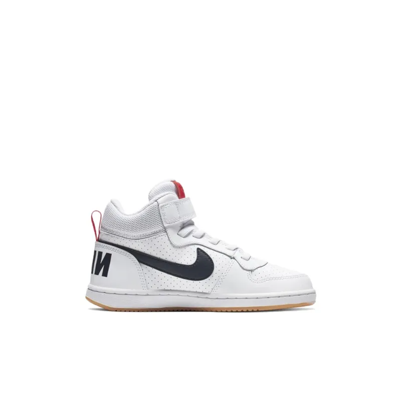 Nike Court Vision Mid Top Kids' Skateboarding Shoes White Black Children Aged 3 7 Years Old-1