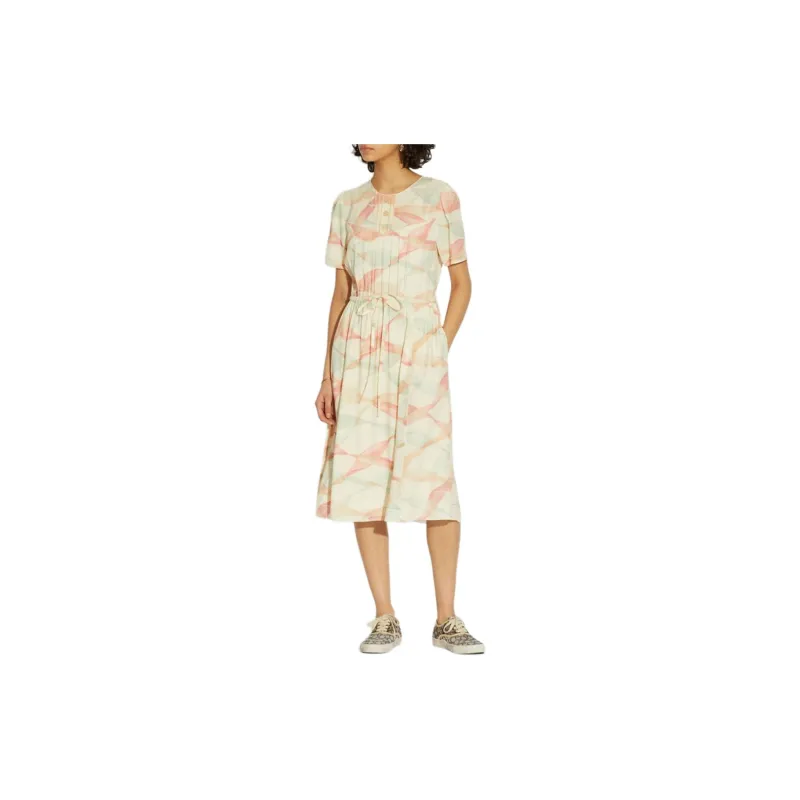COACH Short-Sleeved Dresses Women's Beige Yellow-1