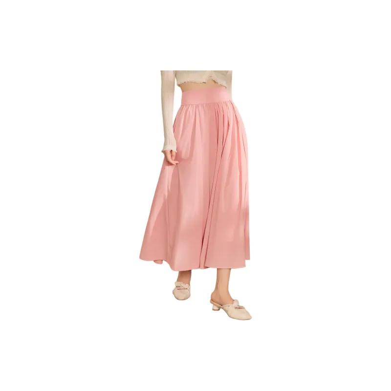 QIAOYUHUAZUN Casual Long Skirts Women's Pink-1