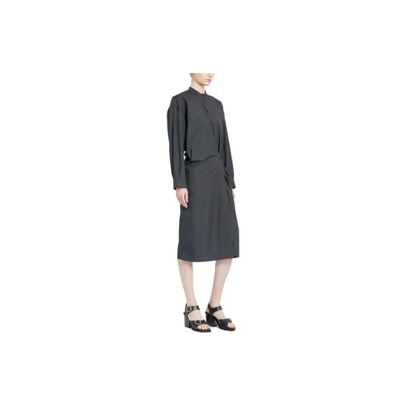 Lemaire Officer Collar Twisted Dress 'Squid Ink'-1