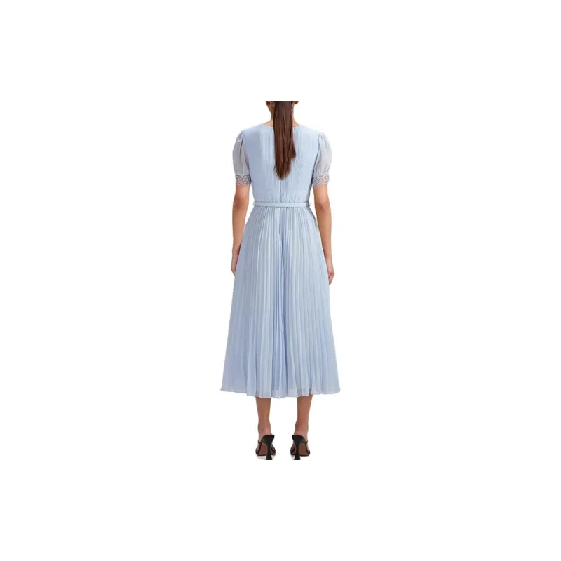 Self portrait Short Sleeved Dress Women's Misty Blue-4