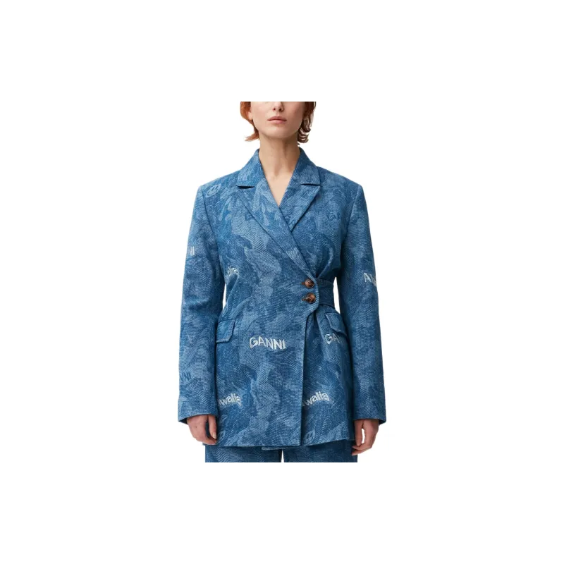 GANNI Denim Jackets Women's Blue-5
