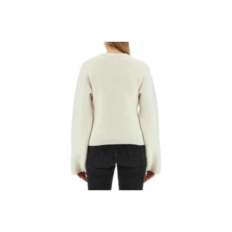 KHAITE Scarlet Long Sleeved V Neck Cardigan-4