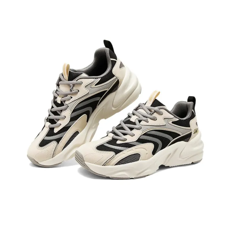 Skechers DLITES Anti Slip Wear Resistant Low Top Casual Running Shoes Women's Beige Black-3
