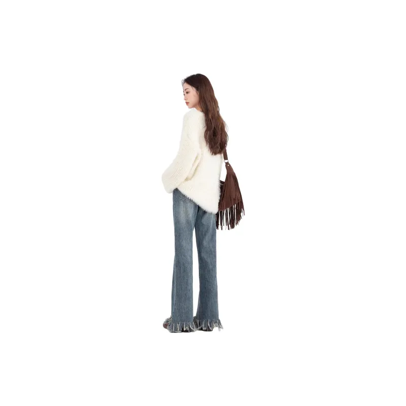 OYANXI Casual Suits Women's Cream Apricot+Denim Blue-2
