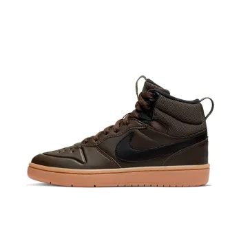 Nike Fly By Mid 2 Slip Resistant Cushioning Wear Resistant Mid Top Kids' Skateboarding Shoes Dark Brown Teenagers