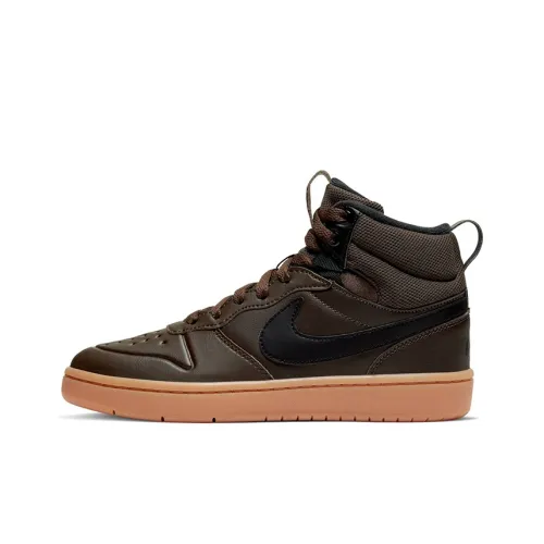 Nike Fly By Mid 2 Slip Resistant Cushioning Wear Resistant Mid Top Kids' Skateboarding Shoes Dark Brown Teenagers