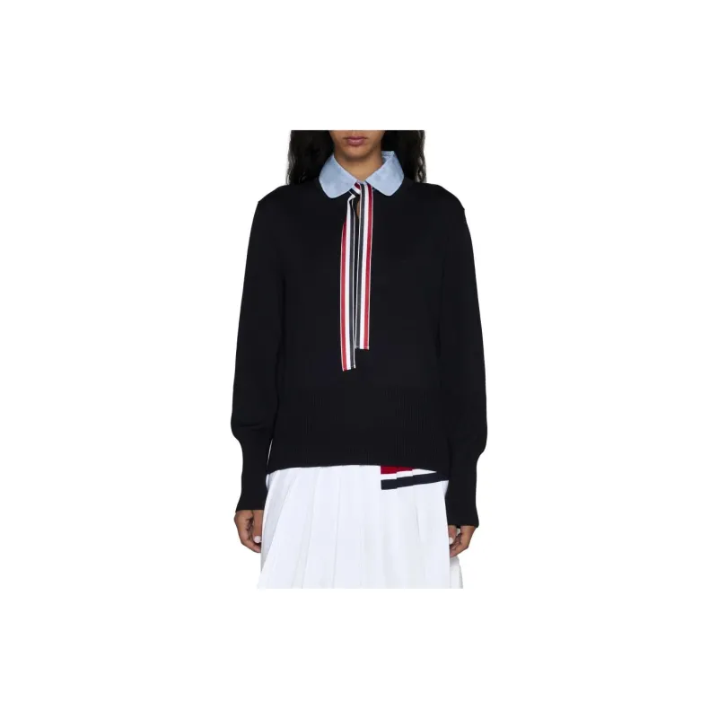 THOM BROWNE Bow Detailed Long Sleeved Sweater-2