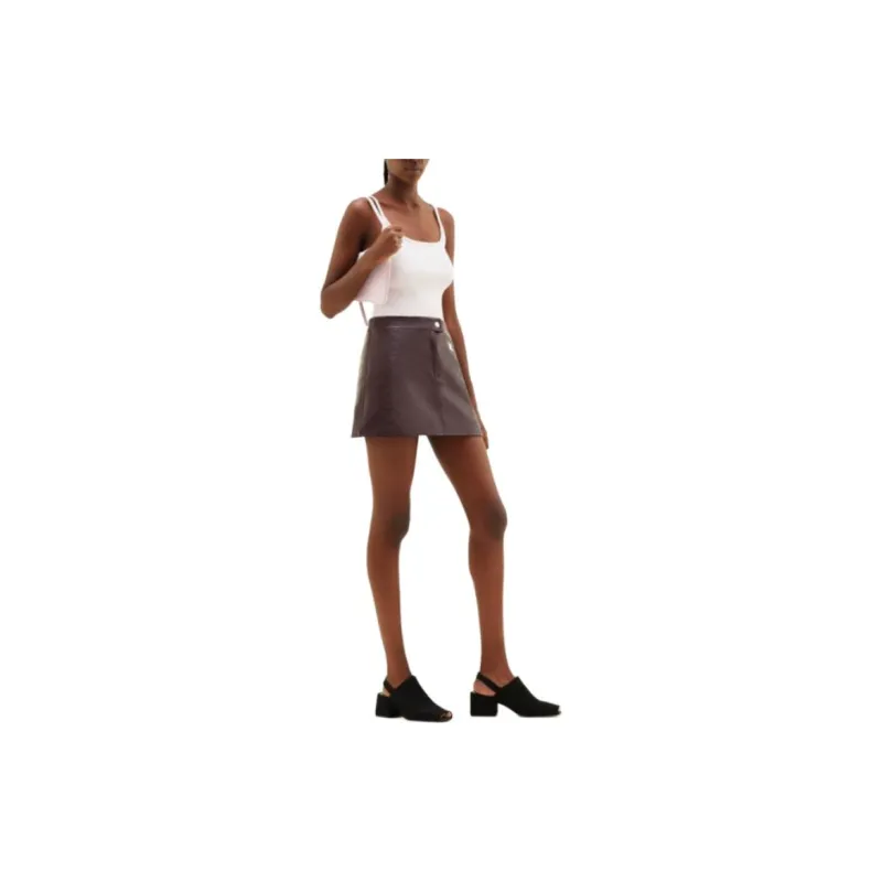 COURREGES Reedition Vinyl Mini Skirt 'Chocolate'-3
