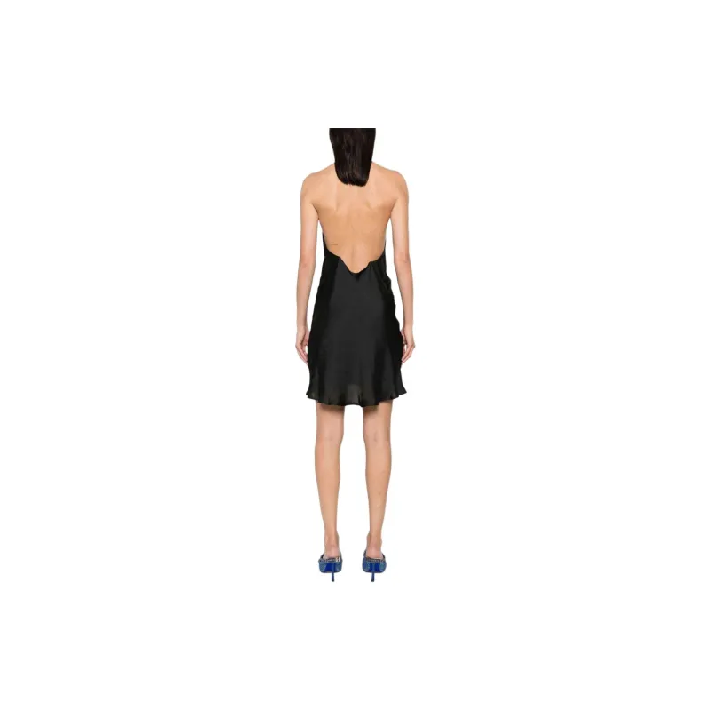 Y/Project V Neck Ruffled Satin Mini Dress-3