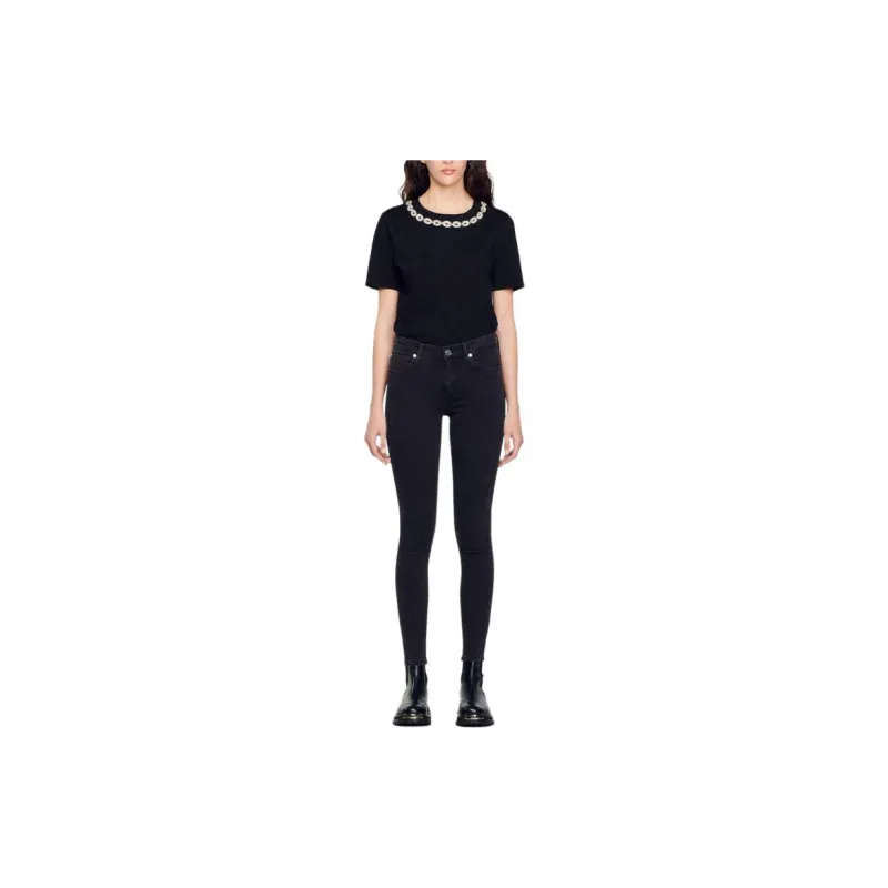 Sandro Slim Jeans With Regular Waist Jeans Women's Black-2