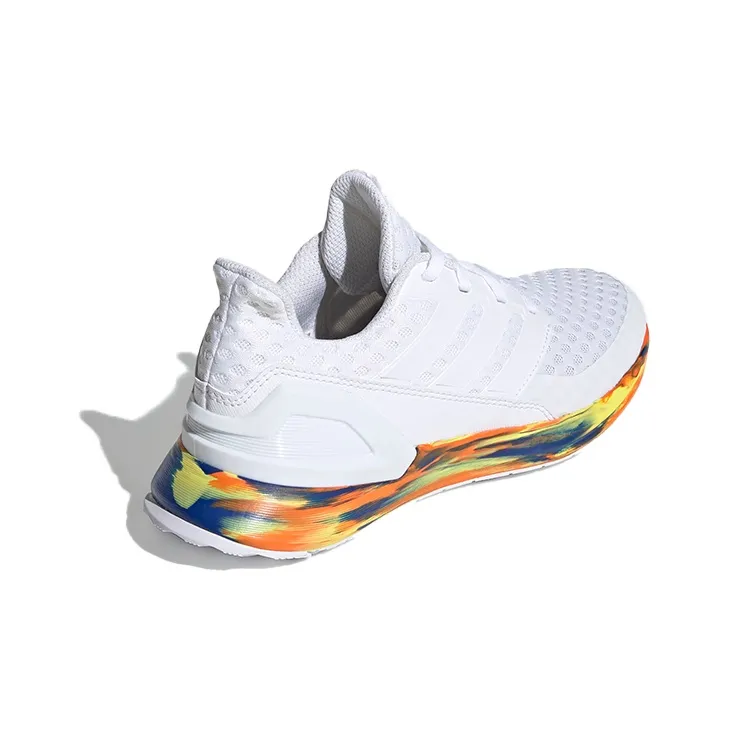 Adidas Run J Abrasion Resistant Shock Absorbers Low Top Kids' Running Shoes White Blue Teenagers-3