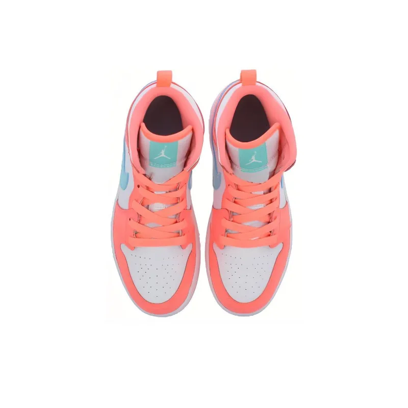Jordan 1 Mid Crimson Pulse/Light Aqua-White-3