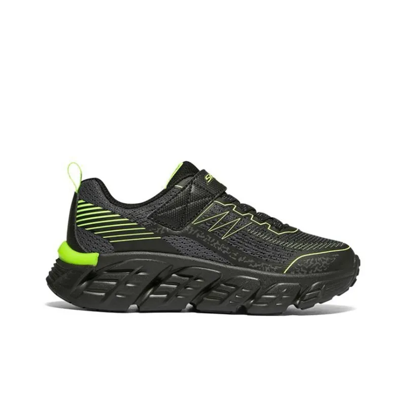 Skechers Tech Grip Cushioning, Slip Resistant, And Abrasion Resistant Low Top Kids' Running Shoes Black Green Teenagers-1