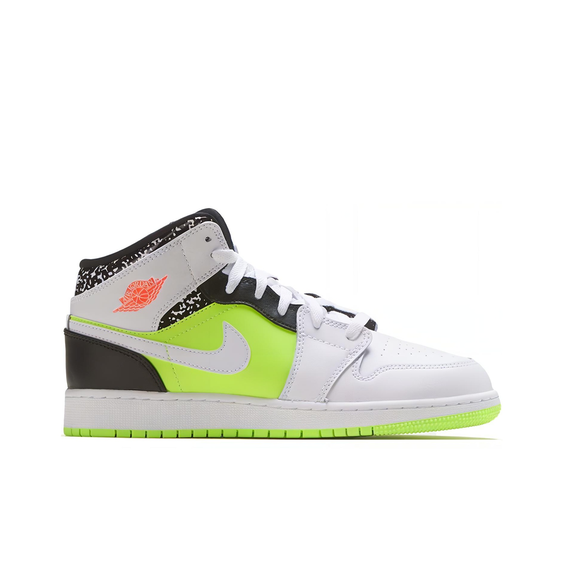 Nike Air Jordan 1 Mid Notebook Orange Crimson Volt Sneaker Shoes Sz 4 offers Youth