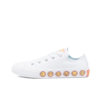 Converse Chuck Taylor All Star Low Top Anti Slip Wear Resistant Low Top Canvas Shoes White Yellow Teenagers