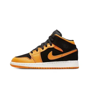 Jordan 1 Mid GS Black Orange Peel White
