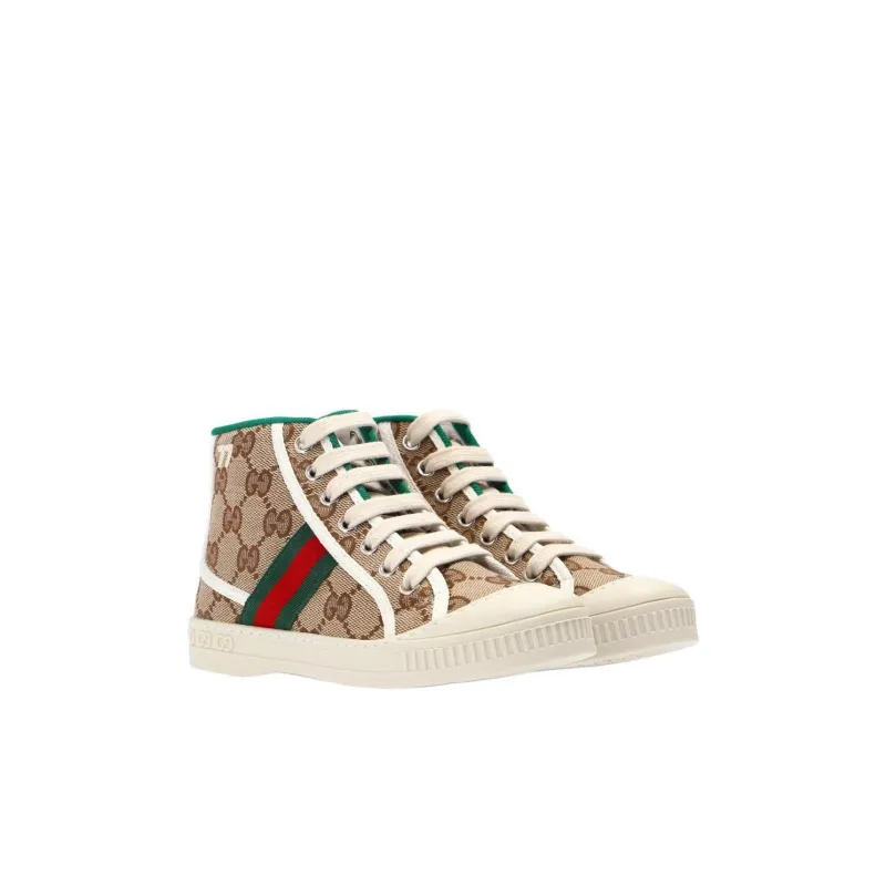 GUCCI Tennis 1977 High Top Kids' Skateboarding Shoes Beige Brown Kids'-2