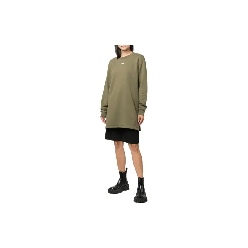 OFF WHITE Flock Chine Flower Arrow Dress Military Green-1