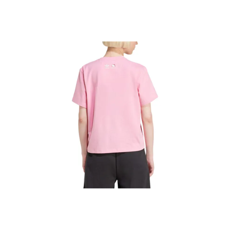 adidas originals X Hello Kitty Trefoil Square Corner T-shirt Pink-3