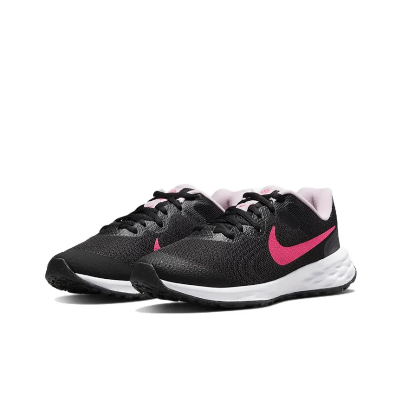 Nike REVOLUTION 6 Cushioning, Wear Resistant Low Top Kids' Running Shoes Black Pink Teenagers-2