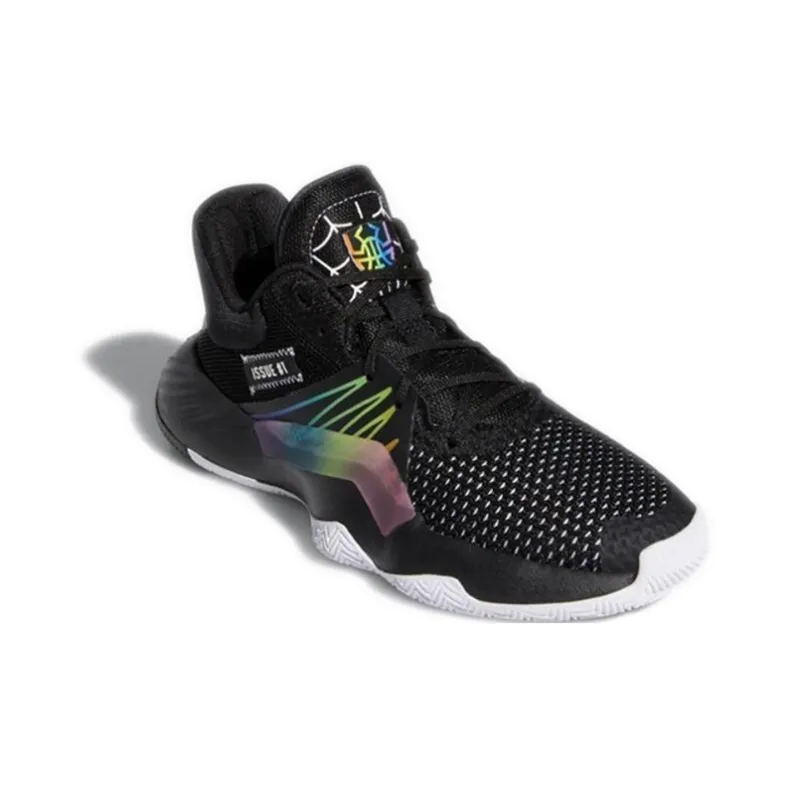 Adidas D.O.N. Issue #1 Anti Slip Wear Resistant Low Top Children's Basketball Shoes Black Purple Teenagers-2