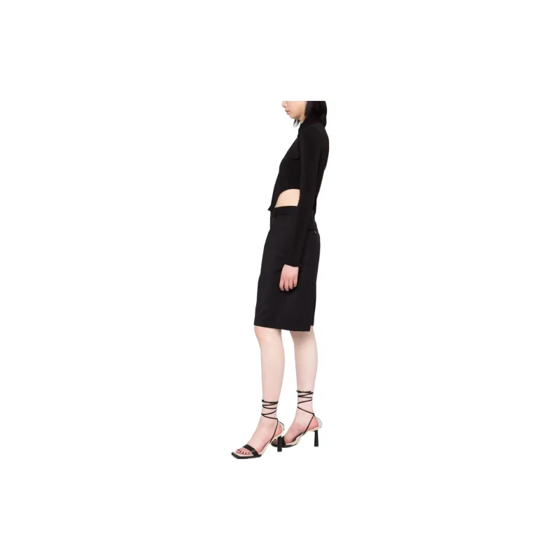 AMBUSH Zip Up Cropped Top 'Black/White'-3